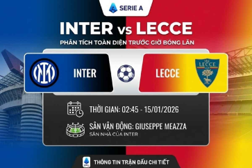 Banner thông tin thời gian, địa điểm trận Inter vs Lecce giải Serie A 2026.